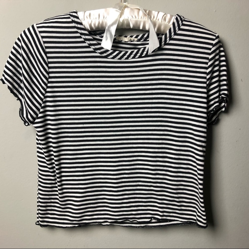 Olivia Rae black and white strip crop top XL